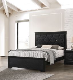 1pc Black Finish Twin Size Panel Youth Bed