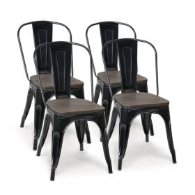 18 Inch Set of 4 Metal Dining Chair with Stackable Design