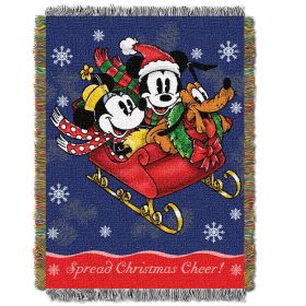 Mickey's Sleigh Ride Licensed Holiday 48"x 60" Woven Tapestry Throw by The Northwest Company