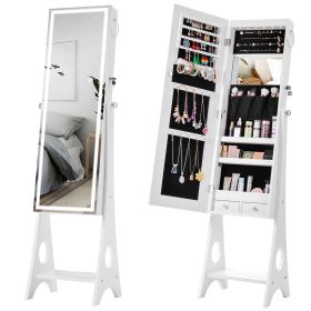 Fashion Simple Jewelry Storage Mirror Cabinet With LED Lights; For Living Room Or Bedroom