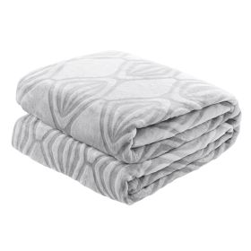 Back Printing Shaved Flannel Plush Blanket, checked Blanket for Bed or Sofa, 80" x 90", Grey