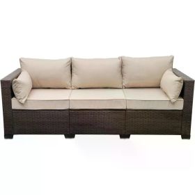 Outdoor Sofa with Non-Slip Beige Cushion,
