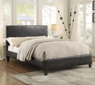 Modern California King Platform Bed Dark Brown Leather