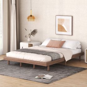 Queen Floating Platform Bed Frame for Walnut Color