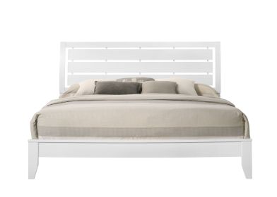 1pc King Size White Finish Panel Bed
