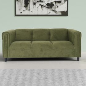 Green Suede Sofa, Modern 3-Seater
