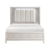 Antique White Finish King Bed with LED Headboard Upholstered Cushion Modern Bedroom Furniture 1pc, Reeded Fronts