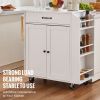 Kitchen Island Cart, 32" Mobile Carts with Storage Cabinet, Rolling Table with Power Outlet, Spice Rack, Towel Bar, Adjustable Shelf, Drawer