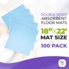 Absorbent Double-Sided Floor Mats (18x22 Inch, Pack of 100)