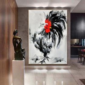 Original Hand Painted Rooster Cock (style: 01, size: 70x100cm)