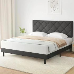 Queen Size bed Frame with Fabric Upholstered Headboard (size: Full)