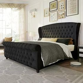 King Size Bed Frame, (Color: Black, size: Queen)