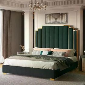 Queen Size Bed Frame, (Color: GREEN, size: Queen)