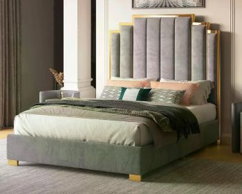 Queen Size Bed Frame, (Color: Grey, size: Queen)