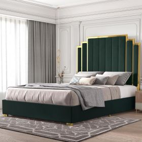 King Size Bed Frame (Color: GREEN, size: King)