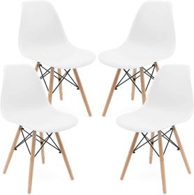 Set of 4 Modern Style Dining Chair, (Color: White)