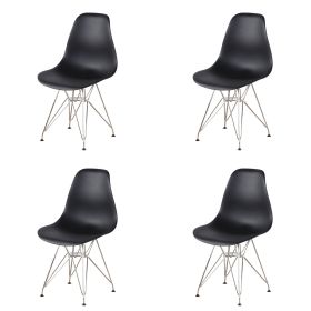 Set of 4 Modern Style Dining Chair, (Color: Black-dd)